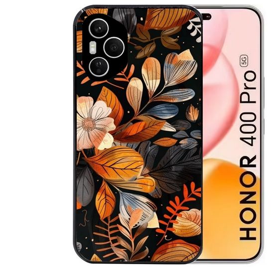 Coque noire pour Honor 400 PRO 5G motif fleur automne