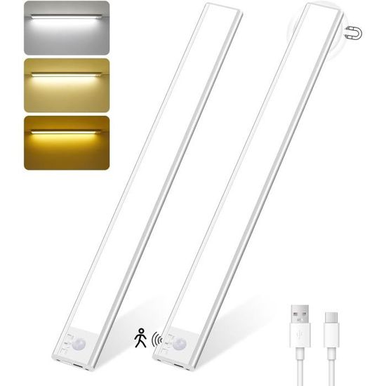 Ruban LED SOAIY 3M Rechargeable - Détecteur De Mouvement, USB-C, 3 Couleurs Et Luminosité Réglable