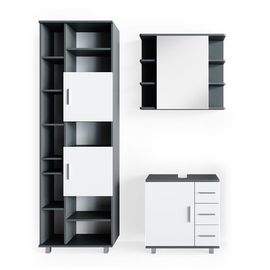 Ensemble Meuble Salle De Bains ILIAS Vicco - Meuble Sous-vasque + Armoire - Goldkraft/Anthracite