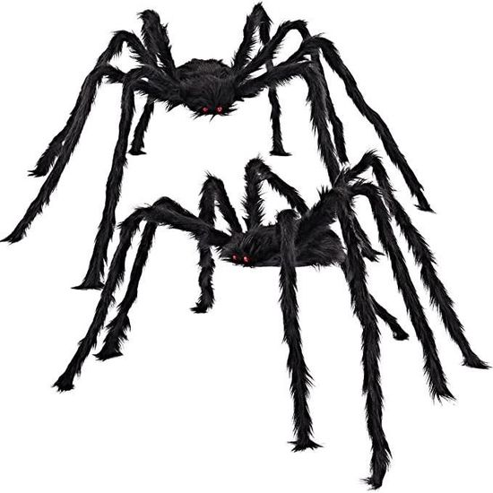 Araignée Géante Halloween 75 Cm - Décor Gris Avec Crâne, Yeux Rouges, Pattes Articulées, Pour Extérieur Ou Intérieur