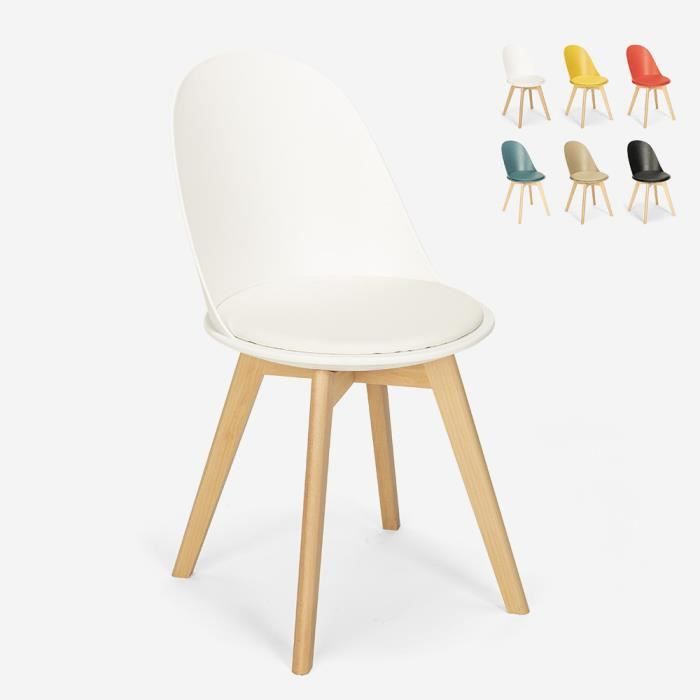 Chaise design scandinave AHD Bib Nordica - Blanc - Bois - Tissu - Moderne