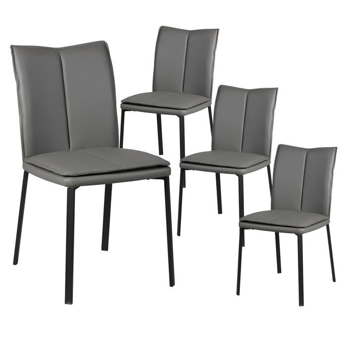 Callum - Lot de 4 Chaises Grises avec Sur-Coussin