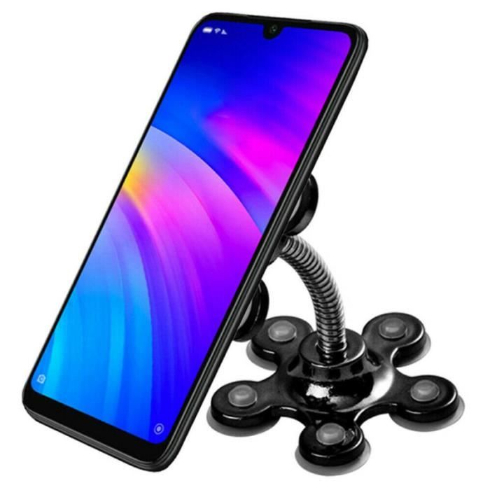 360 ° Rotation Sucker Support de téléphone Ventouse Support de support mobile pour fleur Support universel 07050K01 Noir