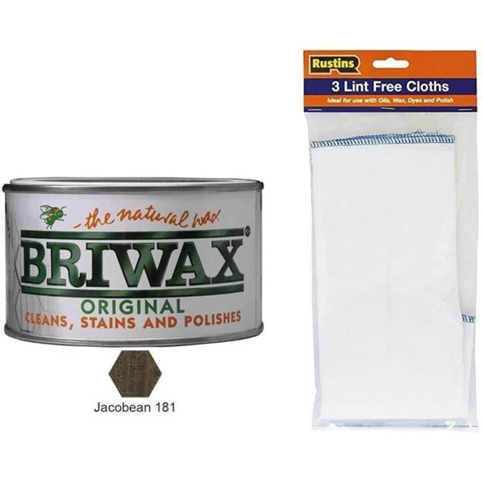 Briwax Original Jacobin Cire Vernis de Meubles 400g Avec 3 Paquet De Linf Gratuit Chiffons
