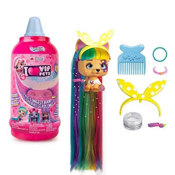 Poupee GERZZ VIP Pets Surprise Hair Reveal Doll Series 1 Bouteille de mousse, multi