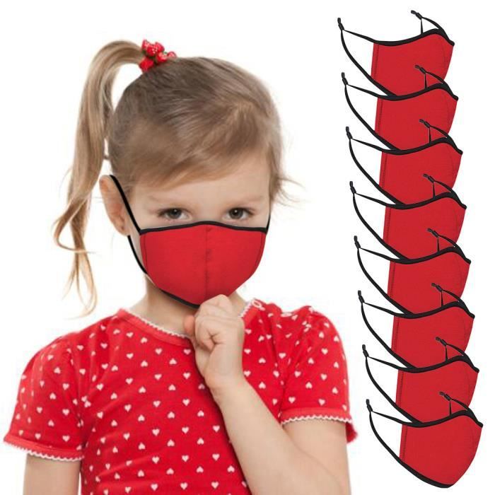 La Couture Pure De Couleur Des Enfants A Lavé Et Réutilisé Le Masque 8Pcs Pour Garçons Filles -FLZ200815008RD@ma19814