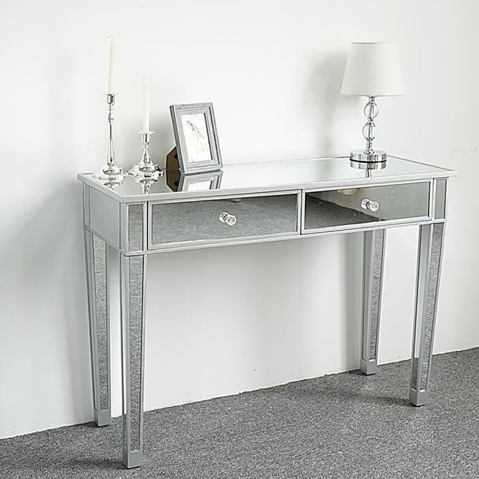 Table Console Coiffeuse de table miroir --- deux tiroirs - 105 x 36 x 76cm