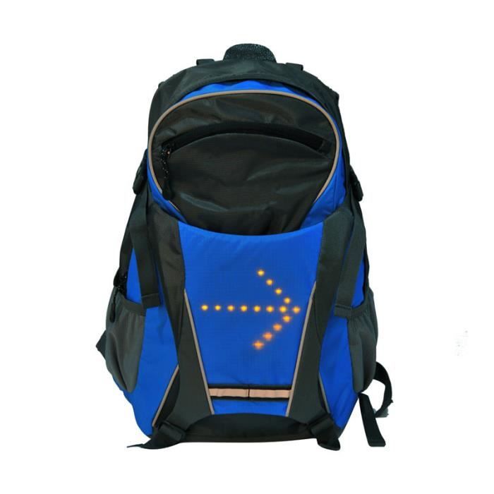 18L Vélo Sac À Dos Vélo LED Clignotant Lumière Sac Réfléchissant Sac Pack Sécurité extérieure Night Riding Running Sac À Dos-bleu