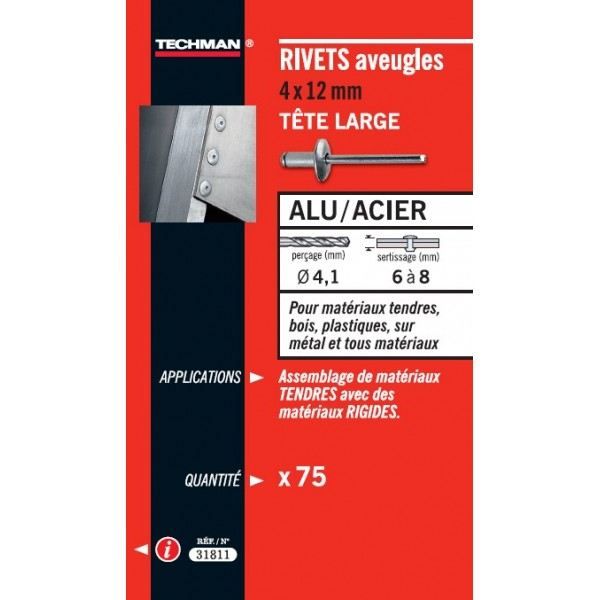 RIVET ALU-ACIER T LRG 4,8X14(50) Techman