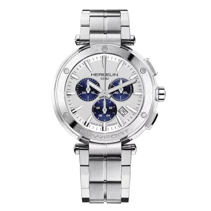 Bracelet acier - Herbelin - Montre Michel Herbelin Newport fond blanc chrono