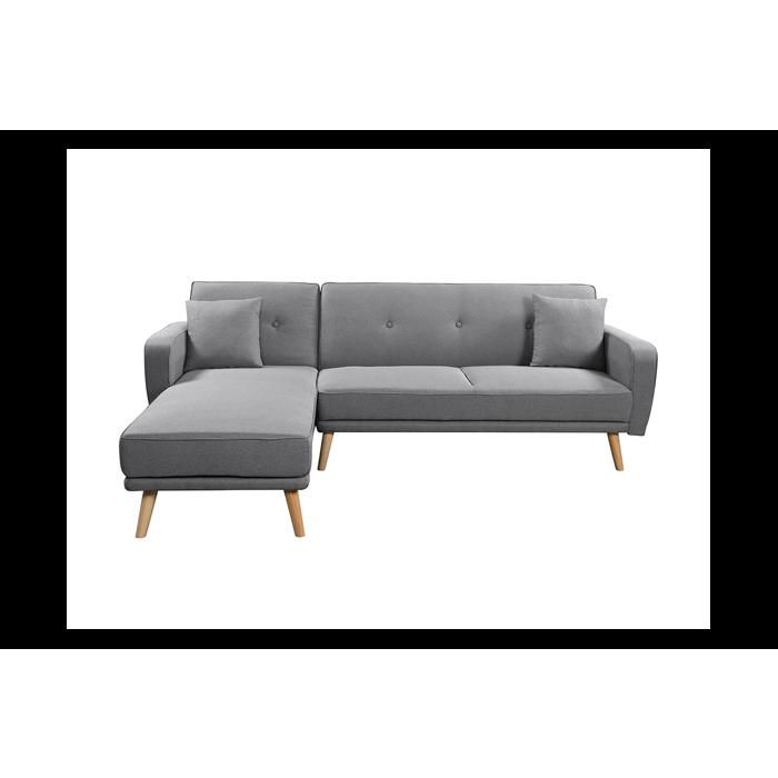 Canapé d'Angle Scandinave KARA Réversible et Convertible en Tissu - Gris Clair
