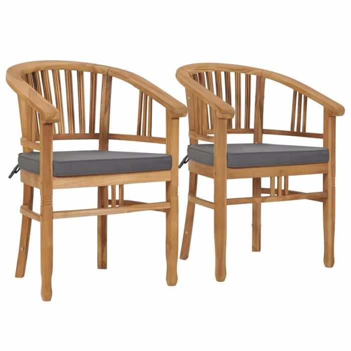 FURNI 2 x chaises Bistro Lot de 2 Chaises de jardin avec coussins -Chaises d'extérieur - Fauteuil de Jardin Bois de ®TMMDAN®