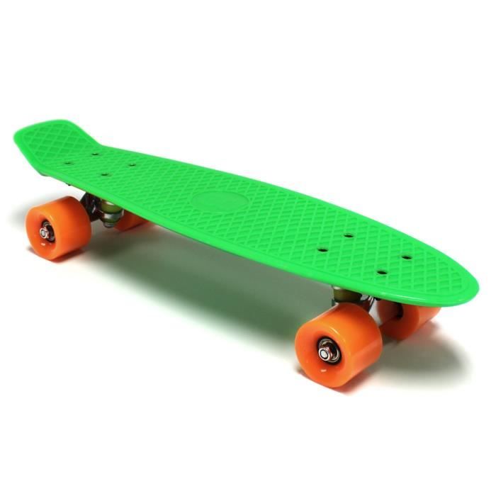 Mini skateboard Cruiser rétro en plastique - enfant - 55,9 cm