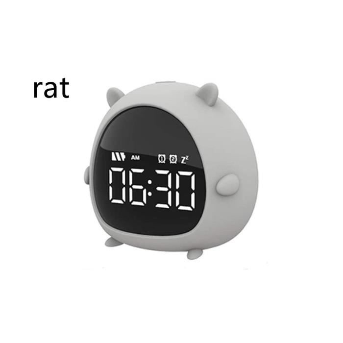 Réveil pour Enfants,Réveil Numérique Enfants Voyage Chevet Petit Réveil Avec Fonction Snooze Enfants Horloge Affichage Led - rat
