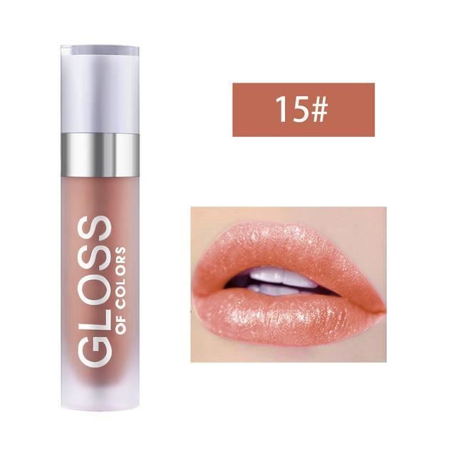 15 couleurs de paillettes brillant à lèvres imperméable longue durée hydratant anti marquage morsure lèvres maquillage r GY6373