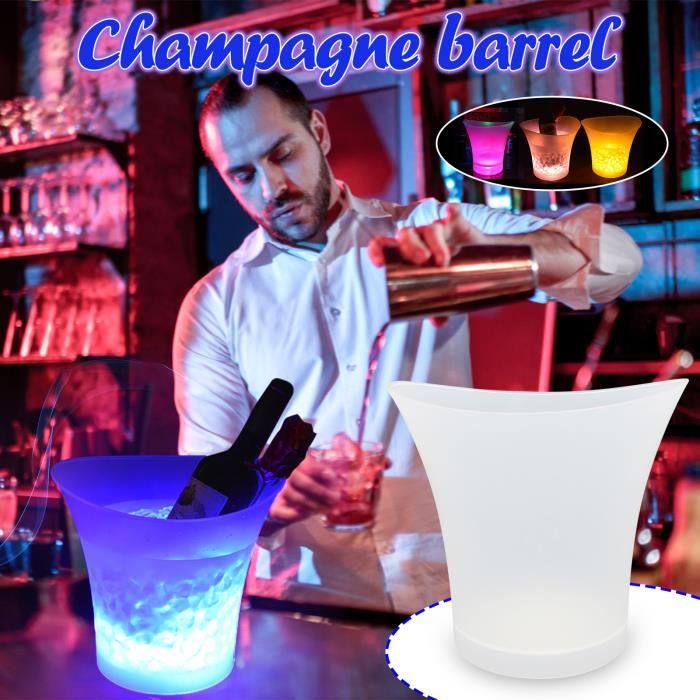 Seau à glace lumineux de bière de seau à glace de champagne 5L LED seau à glace en plastique rond - Beguinstore 5235