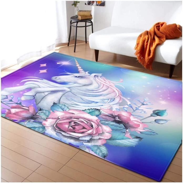 TAPIS Bande Dessineacutee Enfant Licorne 3D Impression Pad Enfants Chambre Aire De Jeu Tapis Doux Fille Chambre Jeu Tapis Salon81492