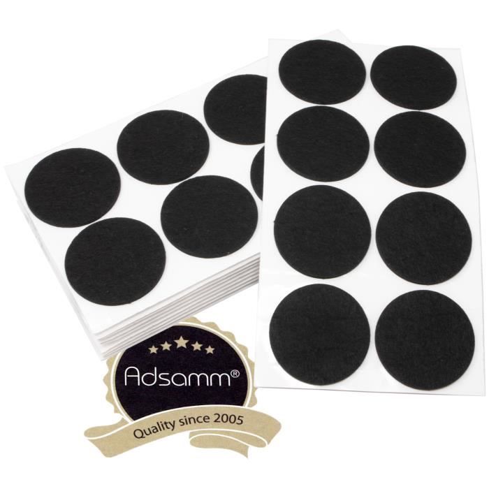 80 x patins en feutre - Ø 60 mm - noir - rond - patins glisseurs auto-adhésifs de qualité optimale