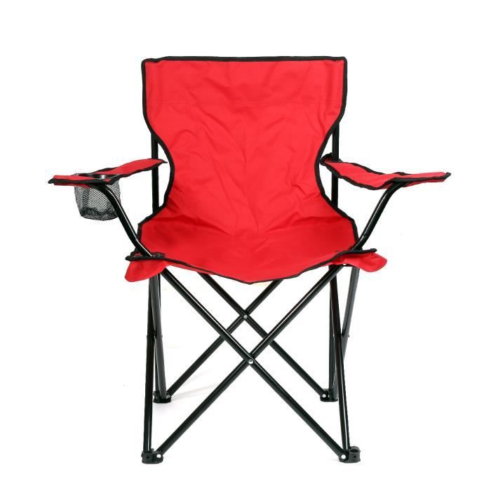 QIAN Chaise de Camping Portable Fauteuil Pliante avec Porte-Boisson pour Randonneurs Camping Plage Plein air - Rouge