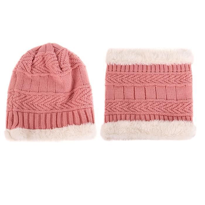 Bonnet Écharpe En Tricot Pour Tout-Petit Bébé Hiver Chaud Avec À Boucle Circulaire folamadak0685