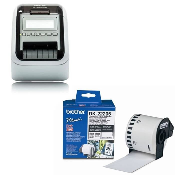 BROTHER Etiqueteuse QL-820NWB - USB / WIFI / Bluetooth / Ethernet - 300 DPI + Ruban papier P-TOUCH DK-22205