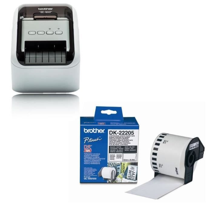 BROTHER Etiqueteuse QL-800 - USB - 300 DPI + Ruban papier P-TOUCH DK-22205