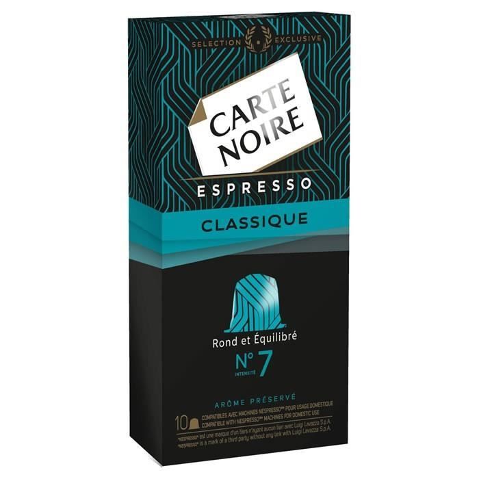 LOT DE 24 - CARTE NOIRE Espresso classique n°7 Compatible Nespresso - 10 Capsules de café