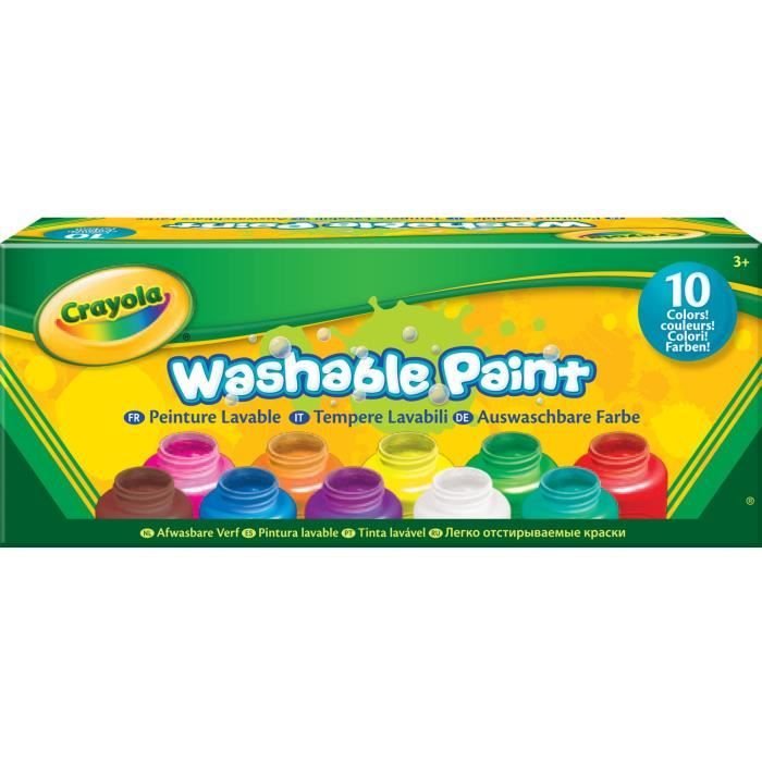 Crayola - 10 pots de peinture lavable - boîte française - Peinture et accessoires