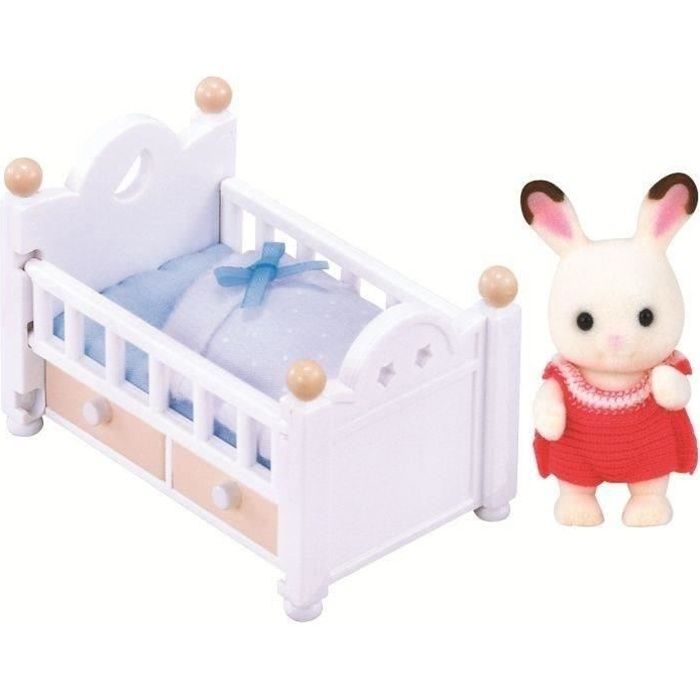 SYLVANIAN FAMILIES 2205 Bébé Lapin Chocolat Lit - Les bébés