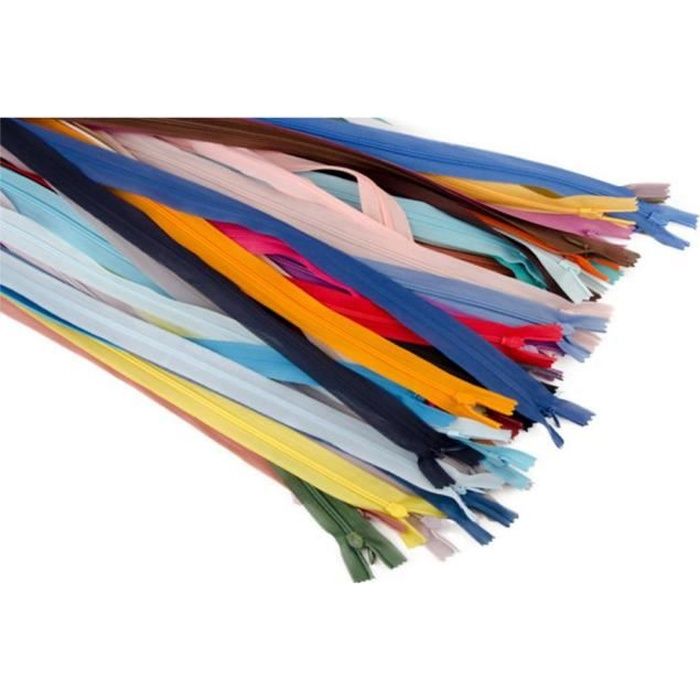 39 Pcs Fermeture Eclair Tirette Zip Invisible en Nylon Multicolore Accessoire de Couture Mercerie pour Robe Coussin 25cm