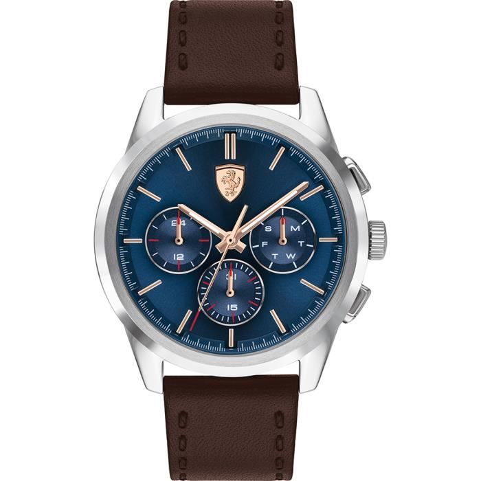 Ferrari - Montre Hommes - Quartz - Multi-Cadrans - Bracelet Cuir Marron - 0830806