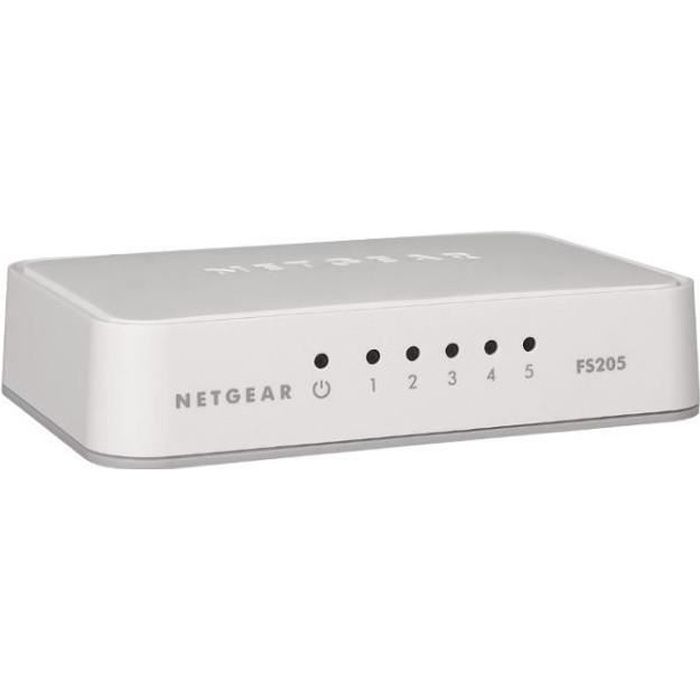 NETGEAR (FS205) Switch Ethernet 5 Ports RJ45 Fast (10/100), design de bureau élégant pour les particuliers