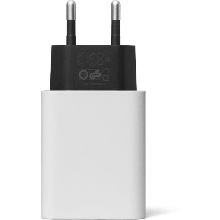 GOOGLE Chargeur maison - 30 W - Power Delivery + Câble USB C / USB C - Blanc