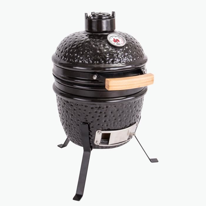 GRILL CHEF Mini kamado - Ventilation en acier inoxydable - Grille émaillée Ø 27 cm