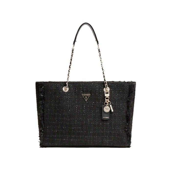 Guess - Grand sac cabas chic femme en tweed Cessily (hwtg7679230) black taille 28 cm
