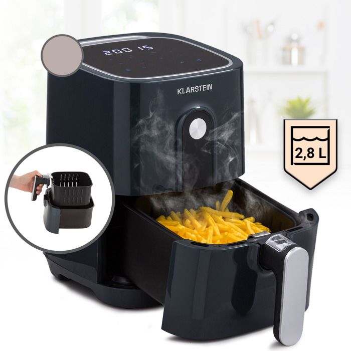 Friteuse à air chaud - Klarstein Crisp-Pro Air Fryer 1400W 2,8 L Minuterie - Noir