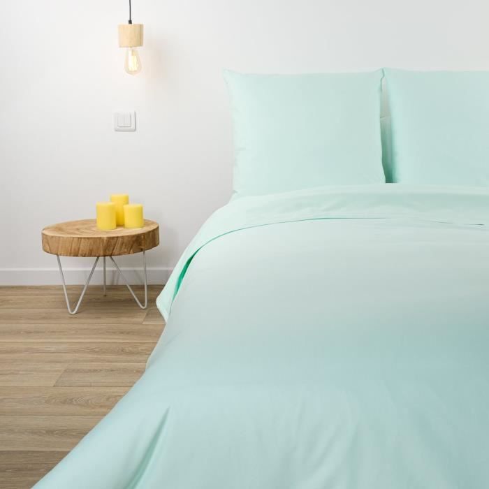 LINANDELLE - Housse de couette en mélange 57 fils AISANCE - Vert clair - 220x240 cm