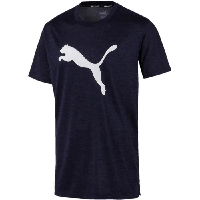 PUMA - T-shirt de sport Performance Heather - manche courte - technologie DRYCELL - noir - homme