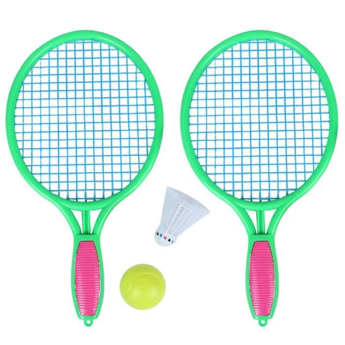 Raquette de Tennis de Plage Sports de Plein Air pour les Enfants Raquette de Tennis avec Balle de Badminton Vert