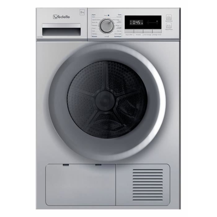 Sèche-linge pompe à chaleur VEDETTE VSF218HS - 8kg - L60cm - Classe A++ - Silver