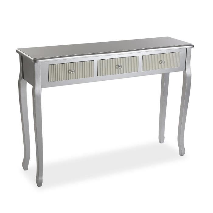 Versa Siena Meuble d'Entrée Étroit pour l’Entrée ou Couloir, Table console, 78,5 x 30 x 109 cm,Bois, Argent et blanc