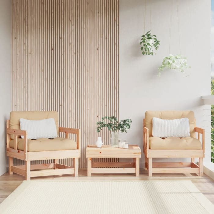 vidaXL Chaises de jardin 2 pcs Bois massif de pin - vue 2