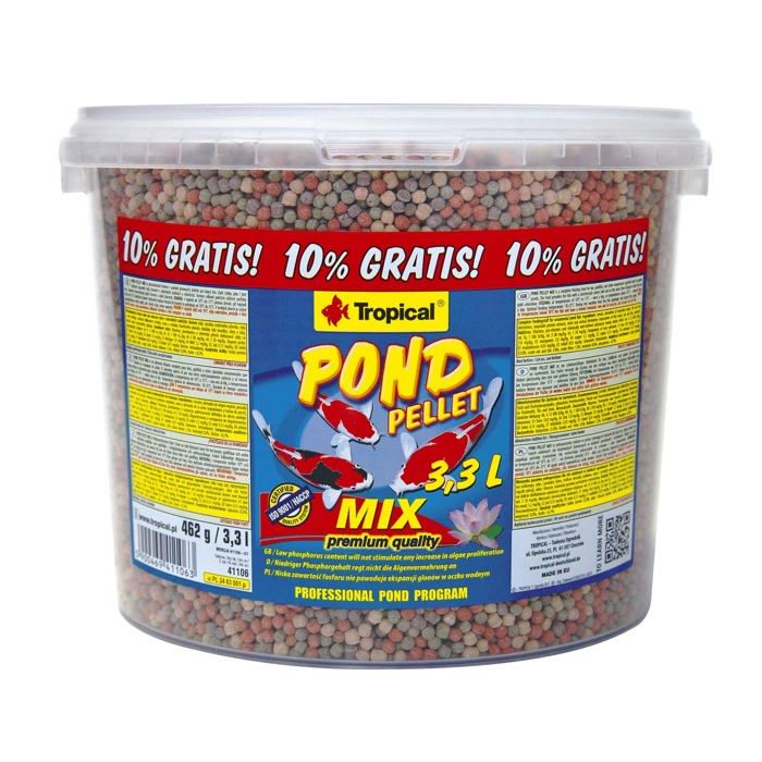 Meilleurs prix pour Tropical - 41106 - Pond Pellet Mix 3,3L / 462g - Aliment Complet sous Forme de Boules flottantes pour Koi, Poissons de Bassin