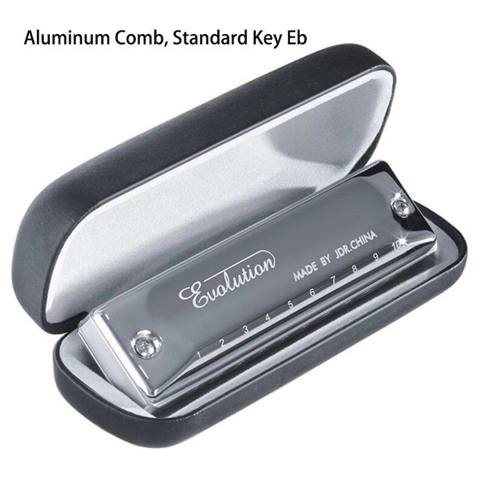 Harpe Blues Harmonica Diatonique 10 Trous,Peigne en Bois d'Aluminium