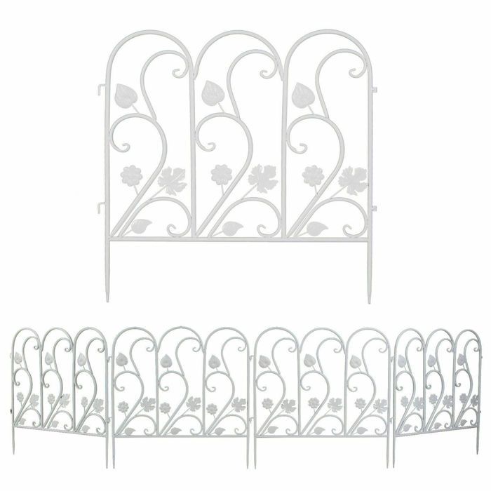 Clôture de jardin - Métal - Lot de 5 panneaux - 59.5x62cm - Blanc - Résistante aux intempéries