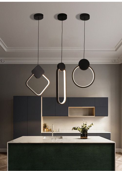 SNOGOLD Set de 3 Suspension LED Lustre Moderne Luminaire en Aluminium Plafonnier Noir pour Salon Chambre Lumiere Chaude