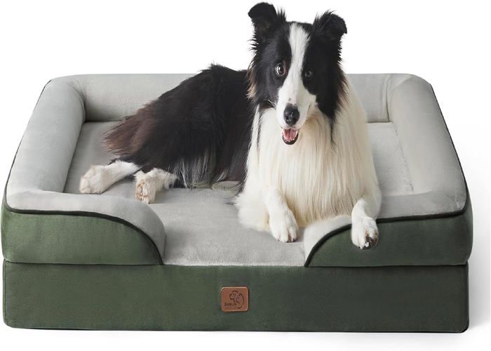 Comparer les prix de Panier Chien Grande Taille-Canapé Chien Orthopedique Et Dehoussable,Lit Pour Chien Lavable,Anti-Dérapant Et Ultra Doux Vert Foncé,T