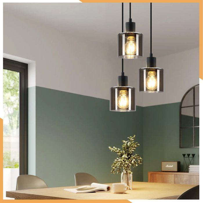 Lampe suspension - NETTLIFE - pour table à manger - 3 ampoules E27 - Métal - Hauteur réglable