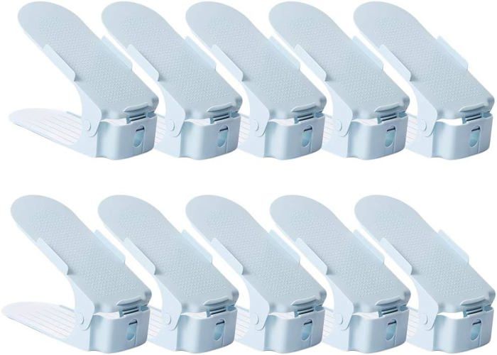 Organisateur de chaussures empilable pour économiser de lespace organiseur de chaussures facile à utiliser bleu lot de 2