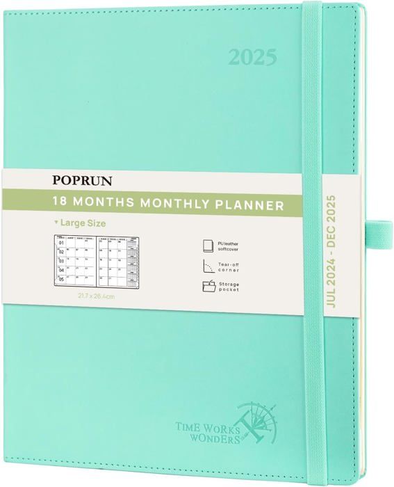 Agenda Espiral POPRUN 2025-2026 De 18 Meses, Tapa Blanda Y Papel De 100 G Agenda 2025 2026 Mensual POPRUN